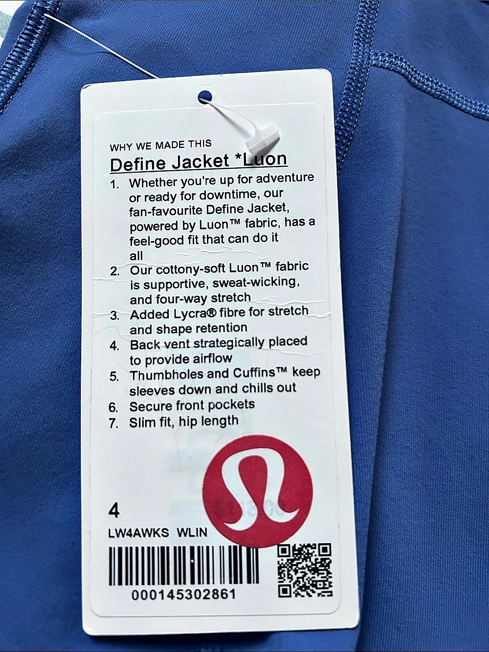 lululemon Define Jacket *Luon Blue Size 4